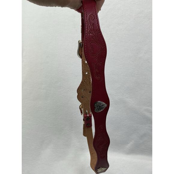 Made In The USA leather belt red Size 38 Adjustable - Picture 11 of 12